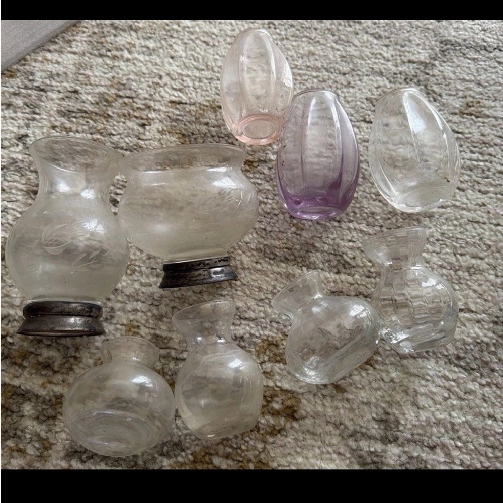 Vintage Glass Mini Vase Lot Etched Pressed Mixed Decor